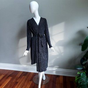 Metalic silver and black party dress.